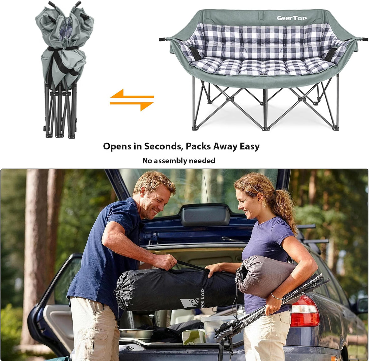 GeerTop Oversized Double Folding Camping Chair