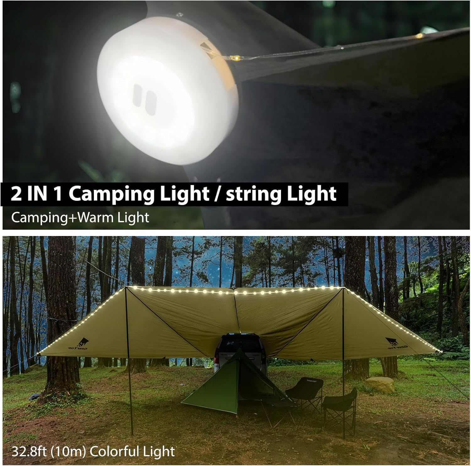 car camping tarps GEERTOP Shelter Car Awning Camping Tarp With Light