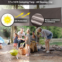 GEERTOP Brown Swallowtail Forked Tail Tarp Waterproof UV Resistant Durable
