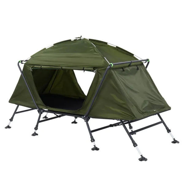 Collapsible Camping Tent with Integrated Cot 84.6 x 34.5 x 49.2 in Green