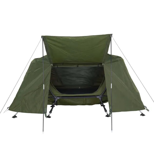 Collapsible Camping Tent with Integrated Cot 84.6 x 34.5 x 49.2 in Green
