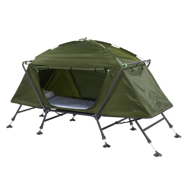 Collapsible Camping Tent with Integrated Cot 84.6 x 34.5 x 49.2 in Green