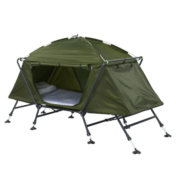 Collapsible Camping Tent with Integrated Cot 84.6 x 34.5 x 49.2 in Green