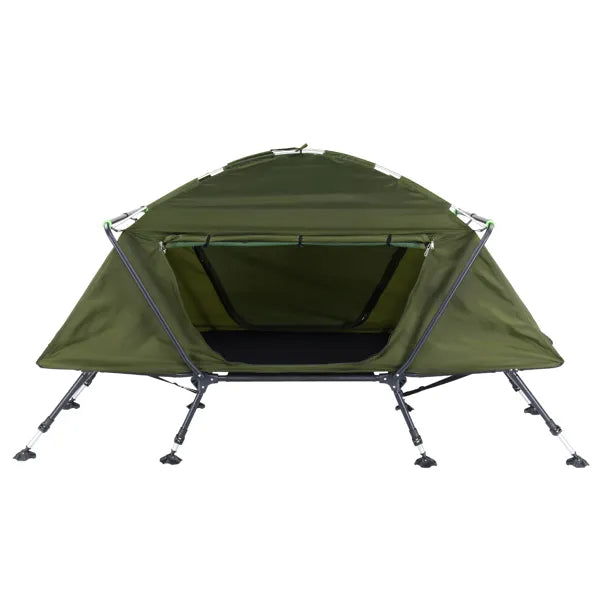 Collapsible Camping Tent with Integrated Cot 84.6 x 34.5 x 49.2 in Green