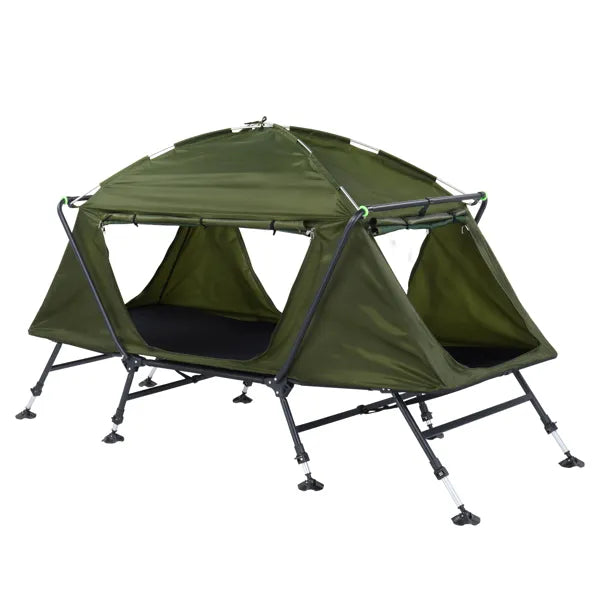 Collapsible Camping Tent with Integrated Cot 84.6 x 34.5 x 49.2 in Green