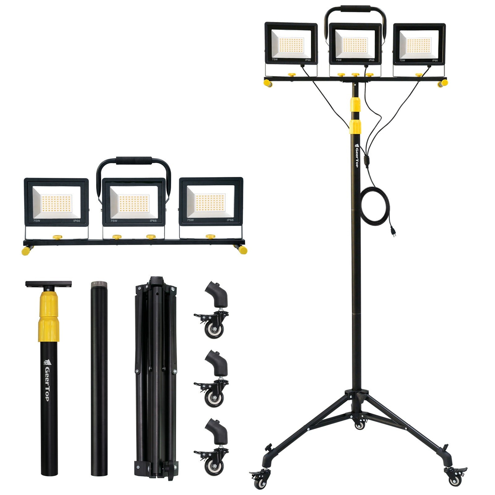 Portable 21000LM Triple Head LED Work Light