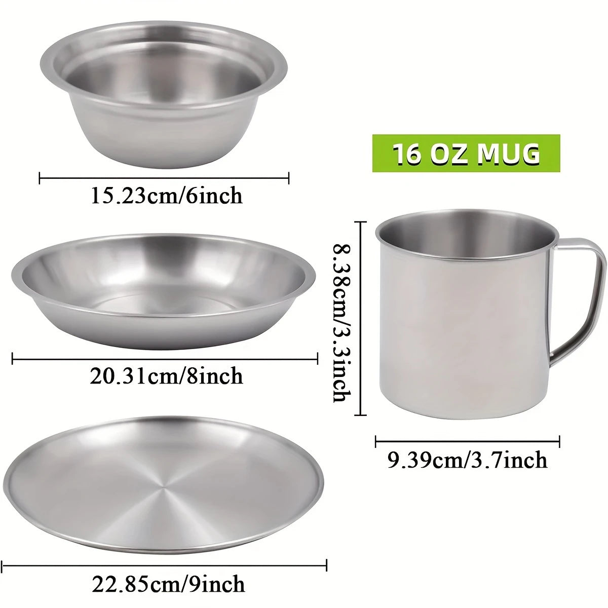 GEERTOP 10pcs Stainless Steel Camping Tableware Set