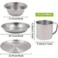 GEERTOP 10pcs Stainless Steel Camping Tableware Set
