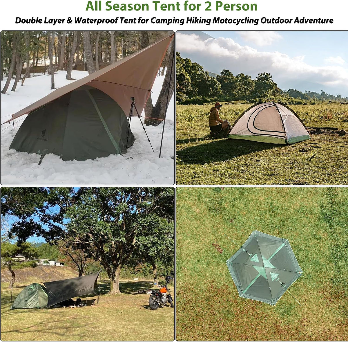 Toproad2 2 Person 4 Season Backpacking Tent - Green