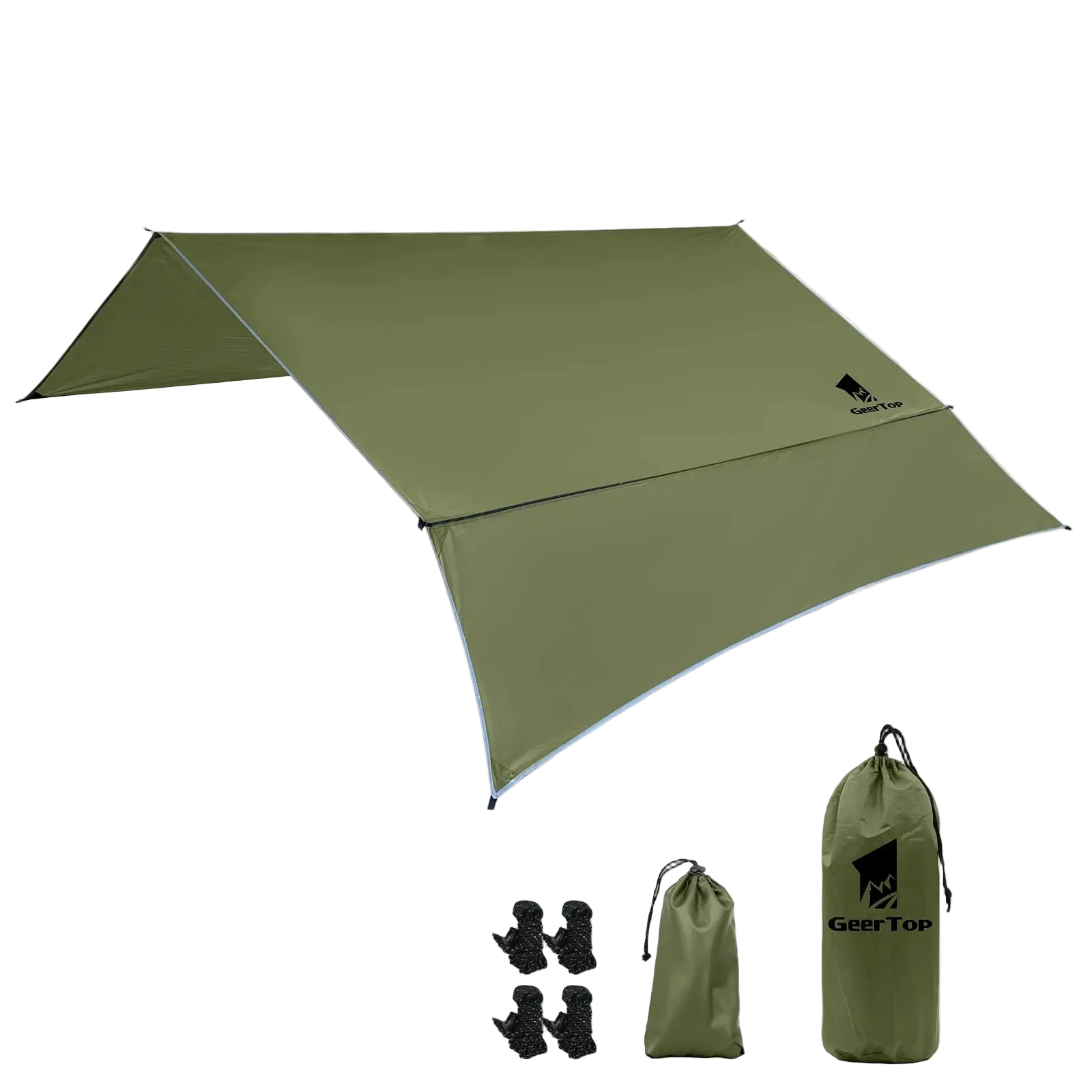 Green camping tarp