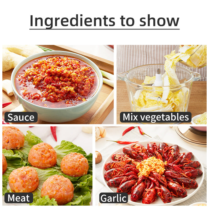 350W Glass 2L Capacity Electric Chopper Meat