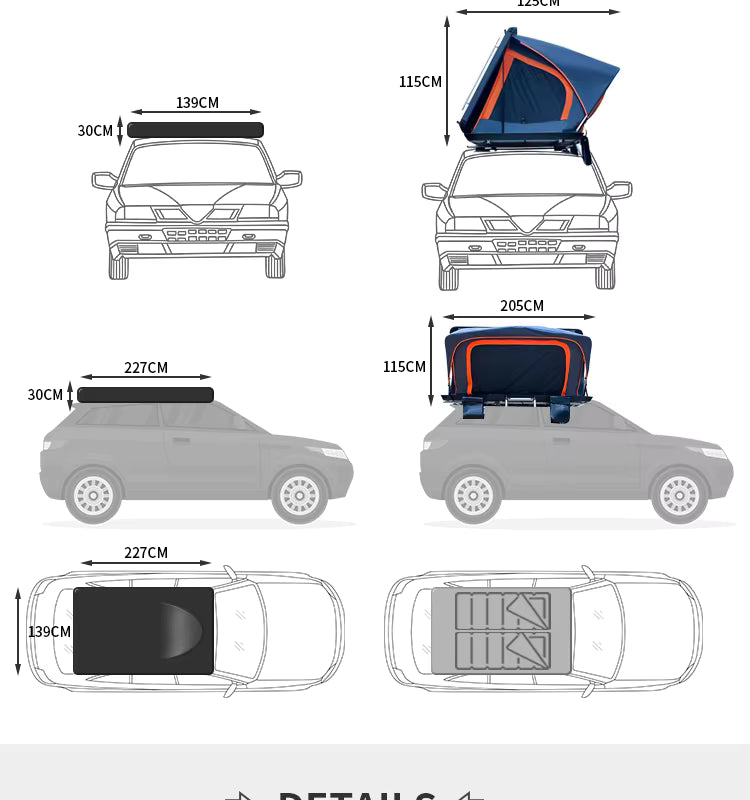 LYRION | GeerTop 3-4 Person Hard Shell Car Rooftop Tent