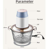 350W Glass 2L Capacity Electric Chopper Meat