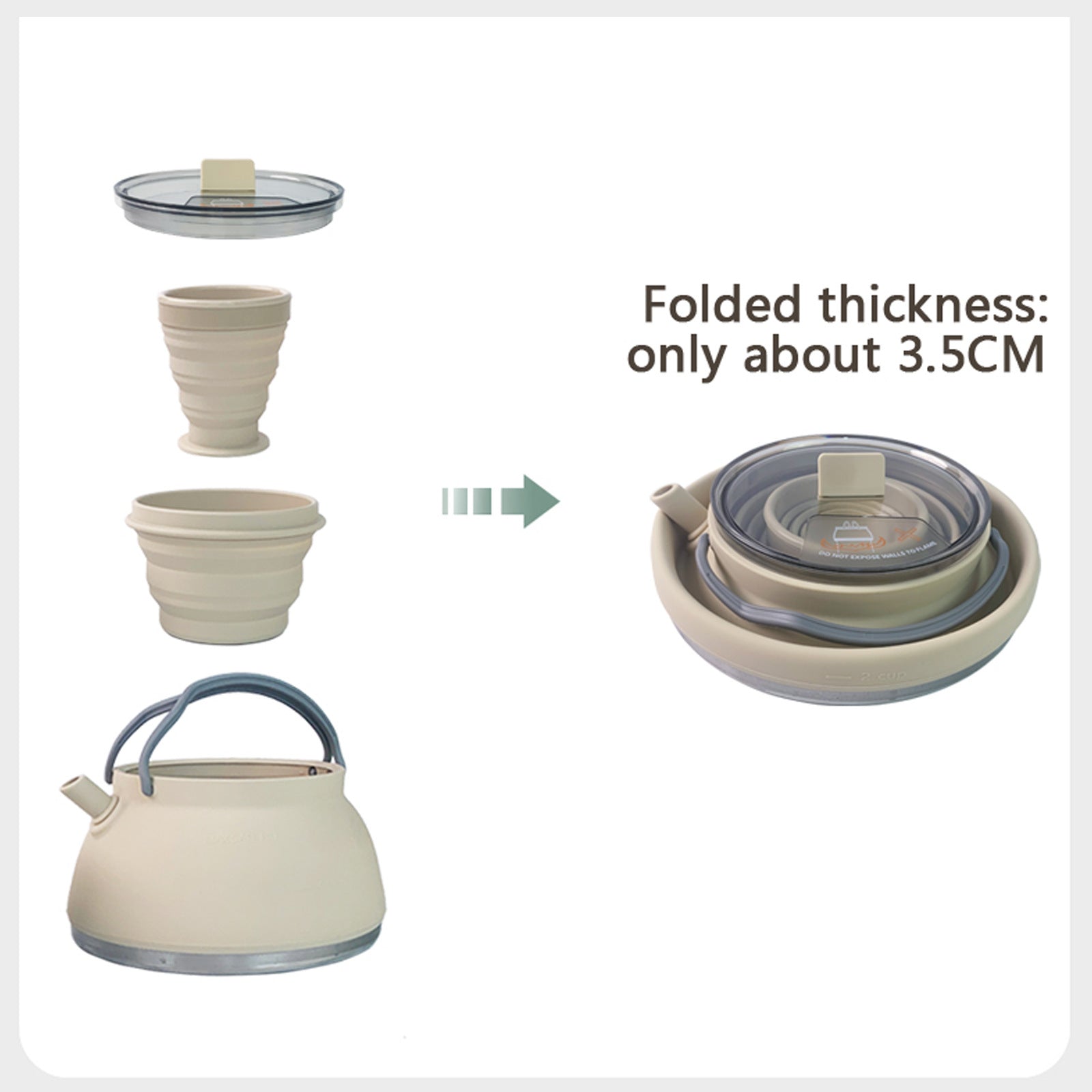 Portable Folding Silicone Camping Kettle Outdoor Compressible Coffee Teapot