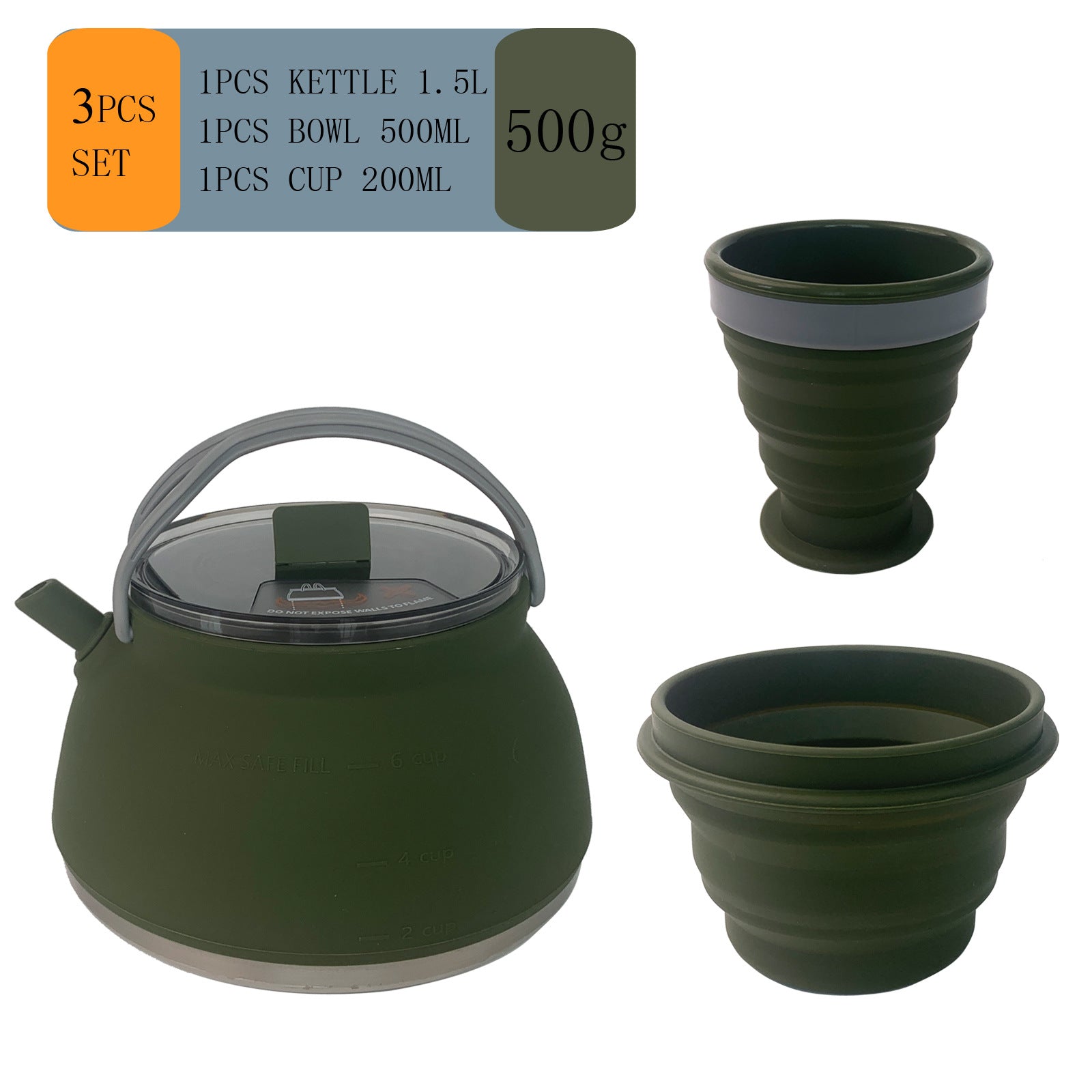 GeerTop Folding Silicone Camping Kettle