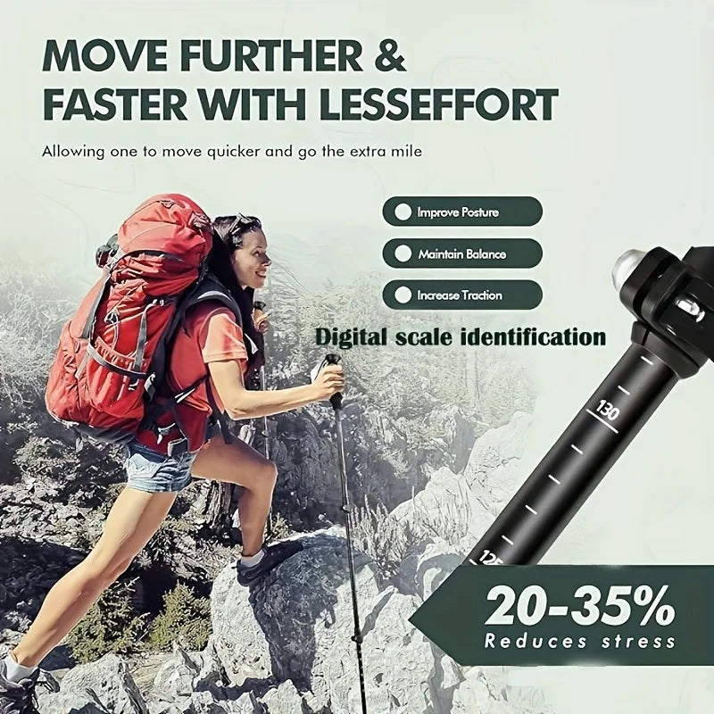 2 Pack Carbon Fiber Collapsible Trekking Poles for Hiking