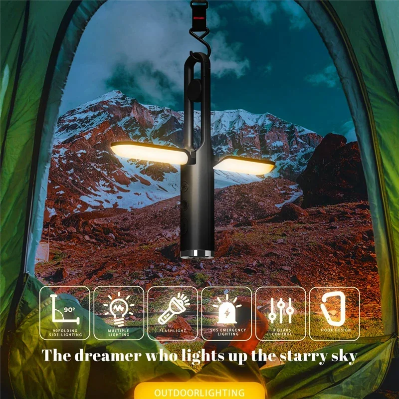 GeerTop Folding LED Rechargeable Outdoor Camping Light, Light Green