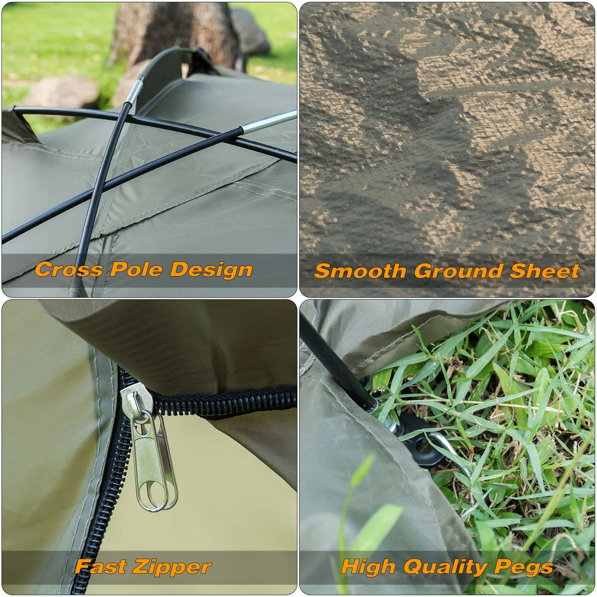 1-2 Person Carp Fishing Bivvy Shelter Tent Quick Erect Waterproof Green