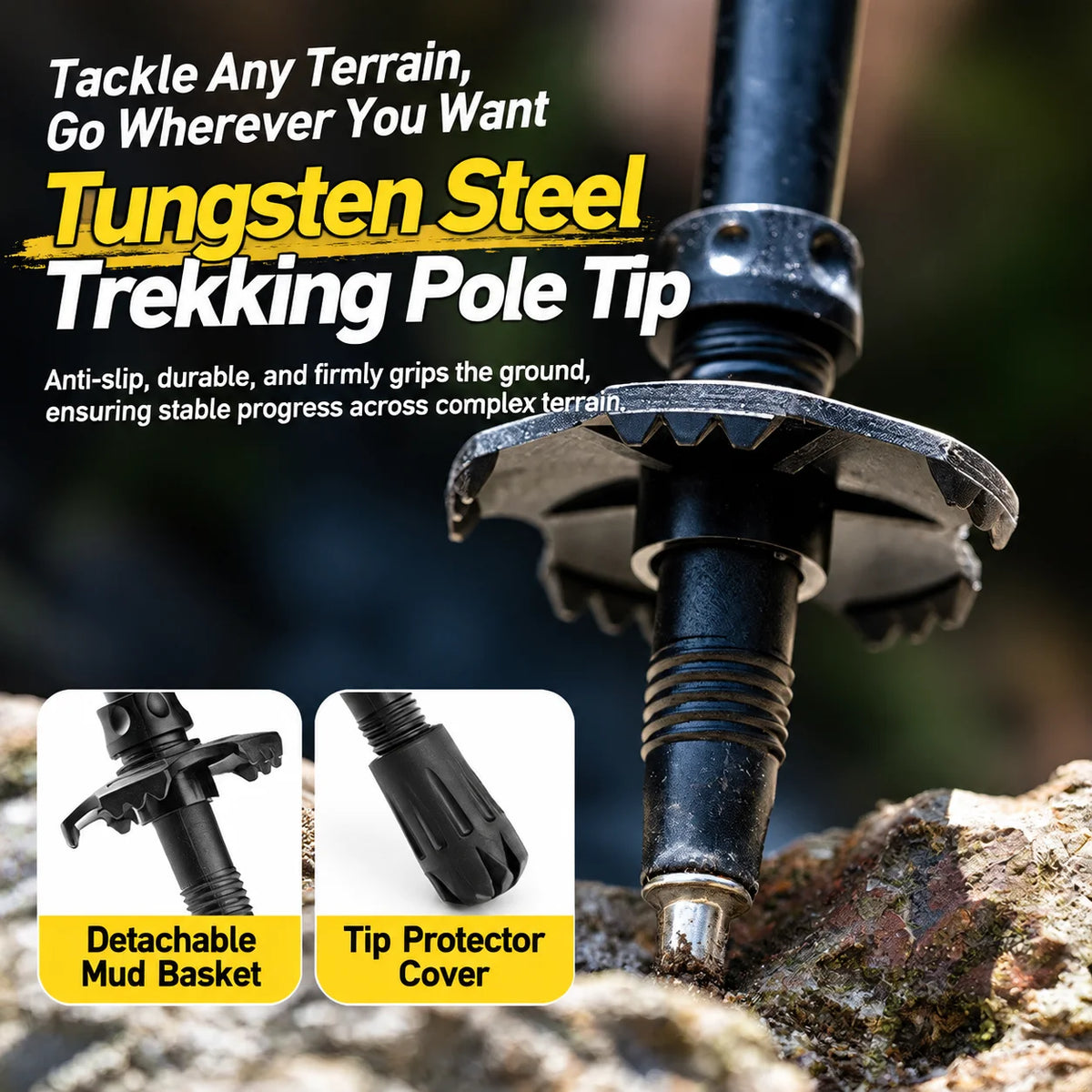 Carbon Fiber Telescopic Trekking Pole 3 Section Adjustable Hiking Stick