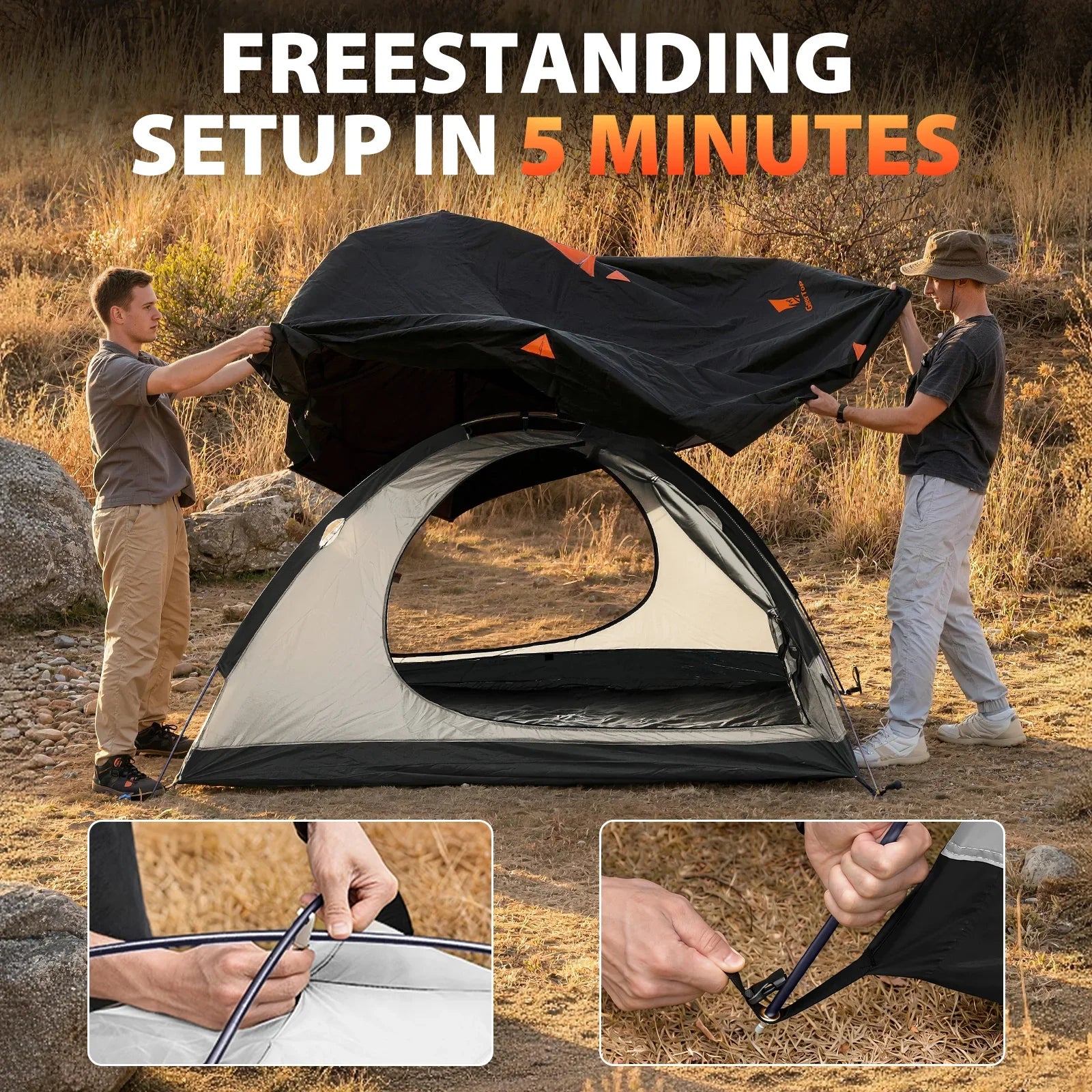 GeerTop Outdoor - Toproad2 2 Person 4 Season Backpacking Tent - Darkroom Blackout Version