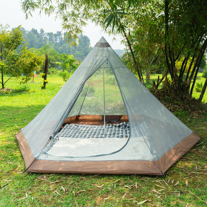 GEERTOP 4-Person Family Camping Pyramid Tent
