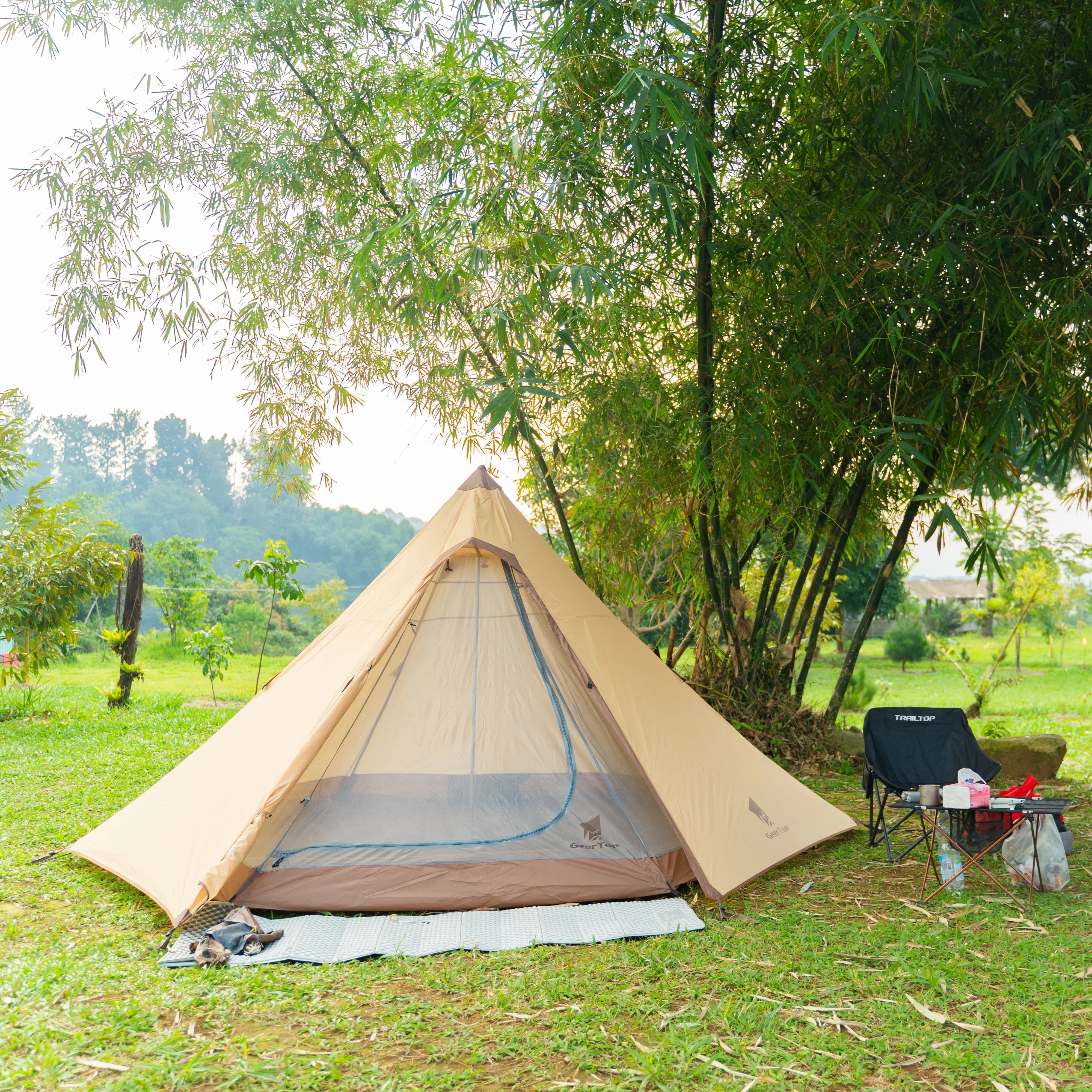 4 person camping tents GEERTOP 4-Person Family Camping Pyramid Tent