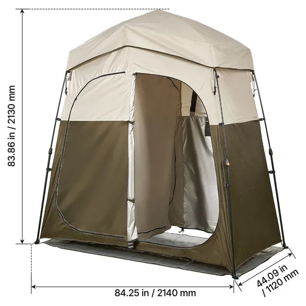 VEVOR 2-Room Foldable Camping Shower Tent Portable Privacy Changing Room