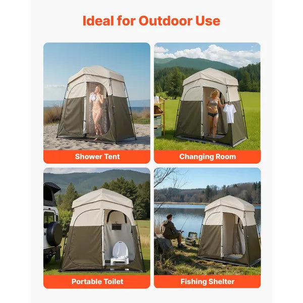 VEVOR 2-Room Foldable Camping Shower Tent Portable Privacy Changing Room