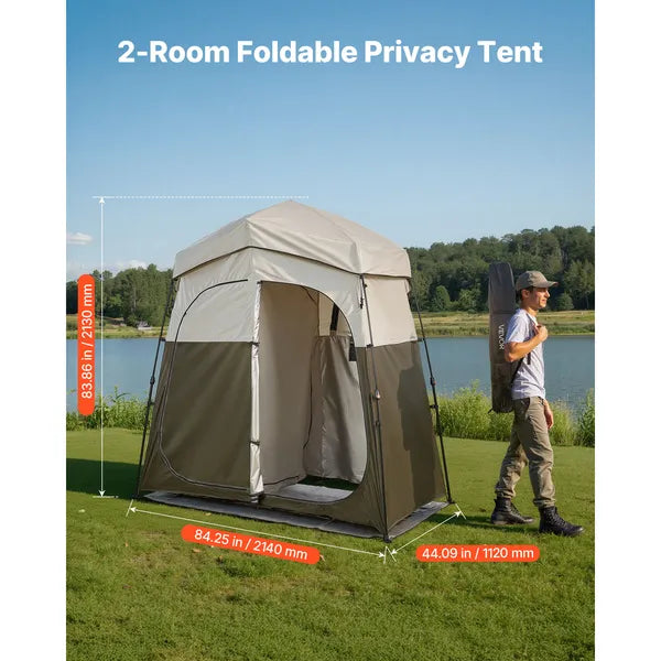 VEVOR 2-Room Foldable Camping Shower Tent Portable Privacy Changing Room
