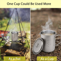 GEERTOP Portable 750ml Titanium Dinnerware Pot