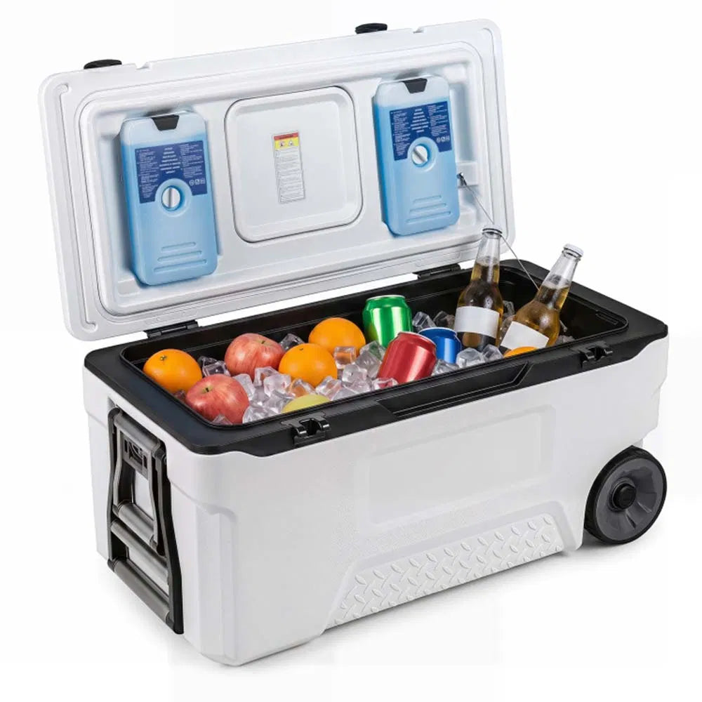 74 Quart Portable Rolling Cooler With Fish Ruler