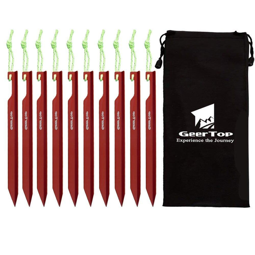 GEERTOP 15cm Aluminum Alloy Tent Y-Pegs 10 Pack - GeerTop Outdoor