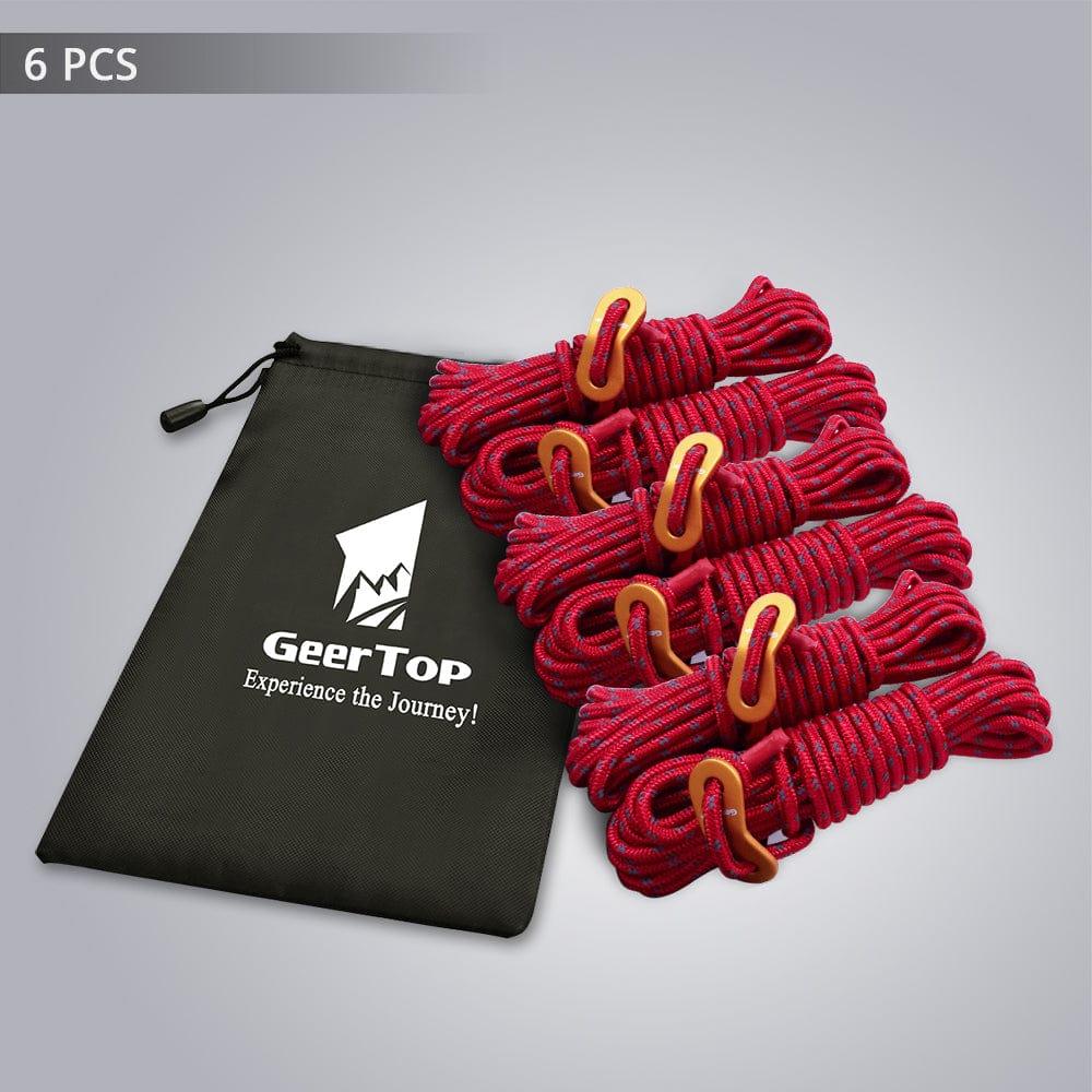 GEERTOP 4mm Reflective Tent Guyline with Tightener 6 Pack - GeerTop Outdoor
