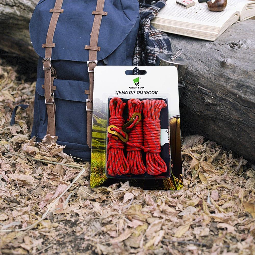 GEERTOP 4mm Reflective Tent Guyline with Tightener 6 Pack - GeerTop Outdoor