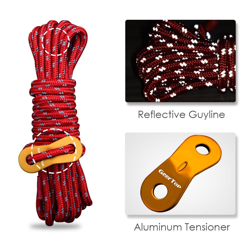 GEERTOP 4mm Reflective Tent Guyline with Tightener 6 Pack - GeerTop Outdoor