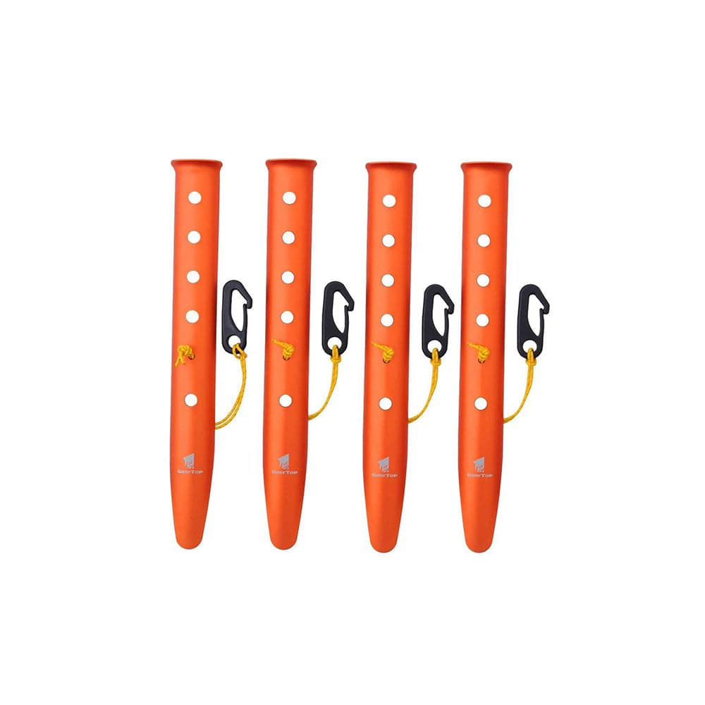 GeerTop Accessories Orange 31cm Aluminum Alloy Tent Pegs for Sand and Snow 4 Pack