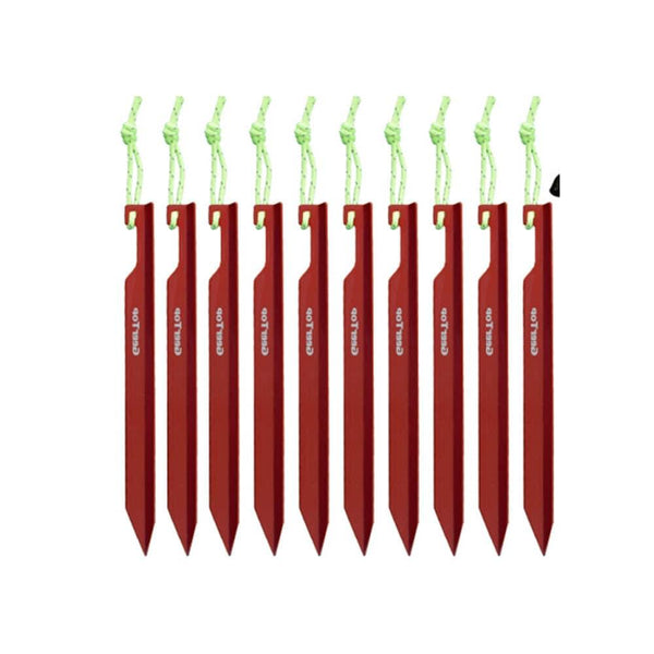 GeerTop Accessories Red 15cm Aluminum Alloy Tent Y-Pegs 10 Pack