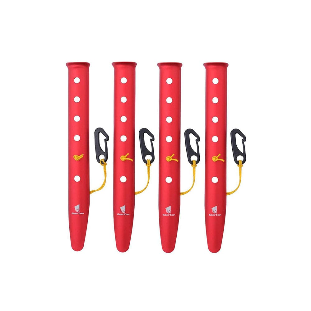 GeerTop Accessories Red 31cm Aluminum Alloy Tent Pegs for Sand and Snow 4 Pack