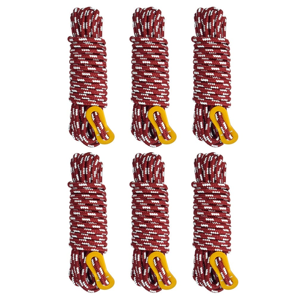 GeerTop Accessories Red 5mm×4m Polyester Tent Guy Rope 6 Pack
