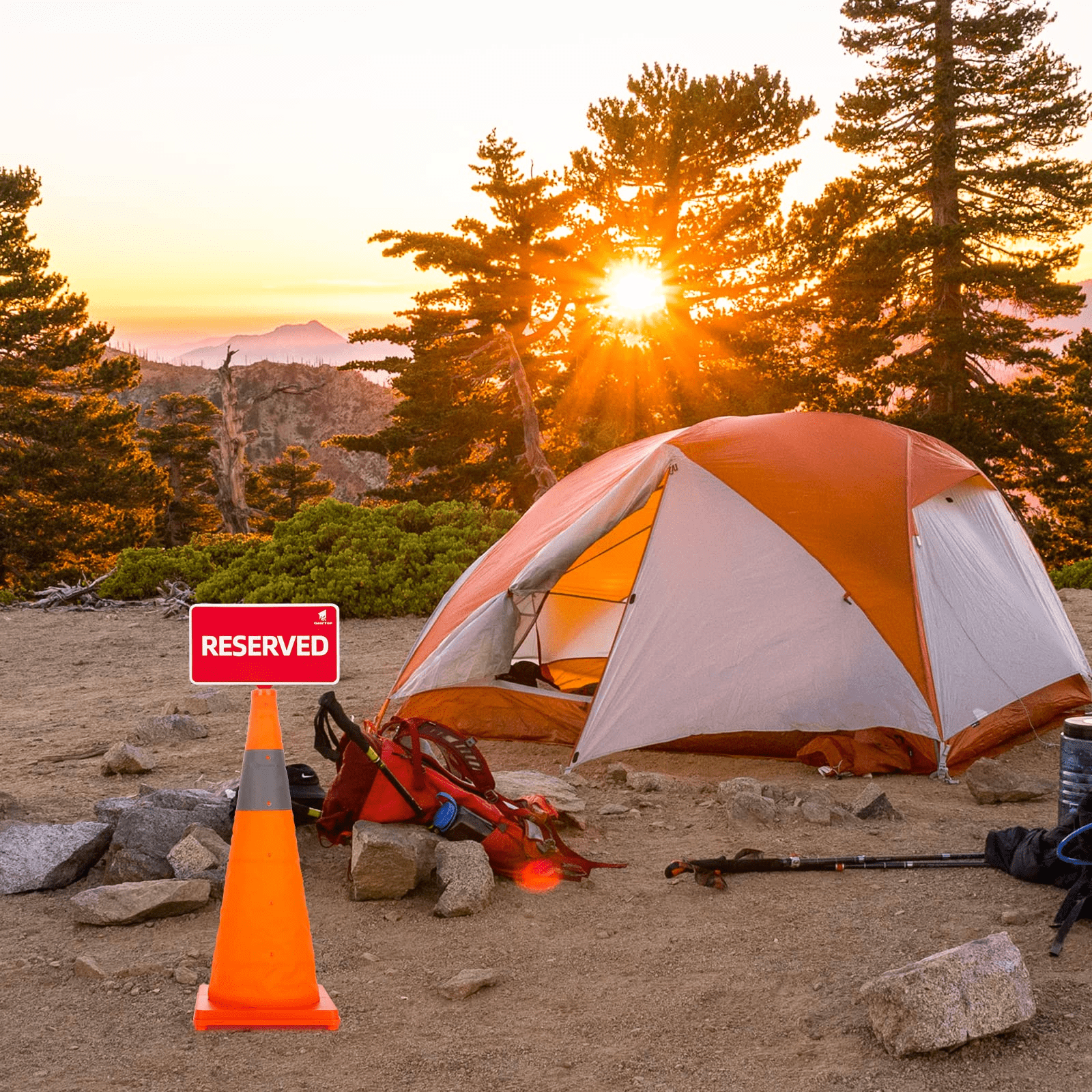 GeerTop Outdoor Store Accessories GeerTop Collapsible Traffic Cone With Placard for Dispersed Camping