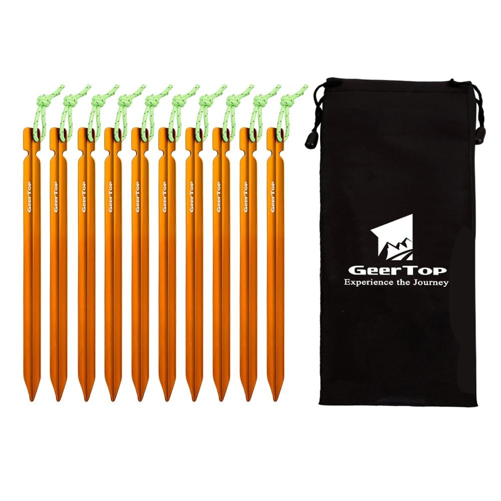 GeerTop Outdoor Store Accessories Orange 25cm / China Camping Tent Pegs Stakes 10 PCS 25cm