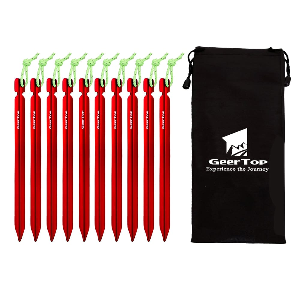 GeerTop Outdoor Store Accessories Red 25cm / China Camping Tent Pegs Stakes 10 PCS 25cm