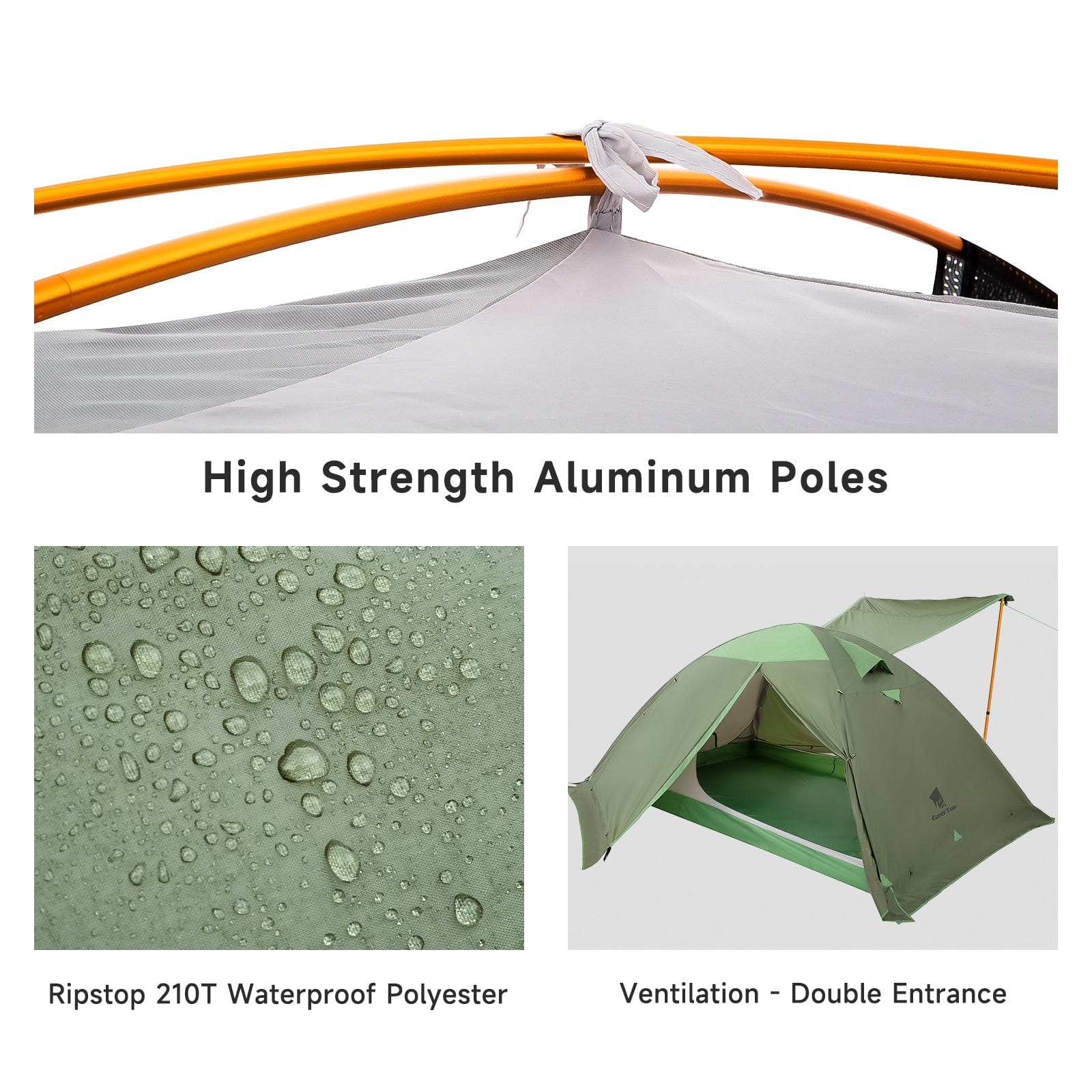 GeerTop Outdoor Store Army Green Toproad 6 | 6 Person 4 Season Large Family Camping Tent