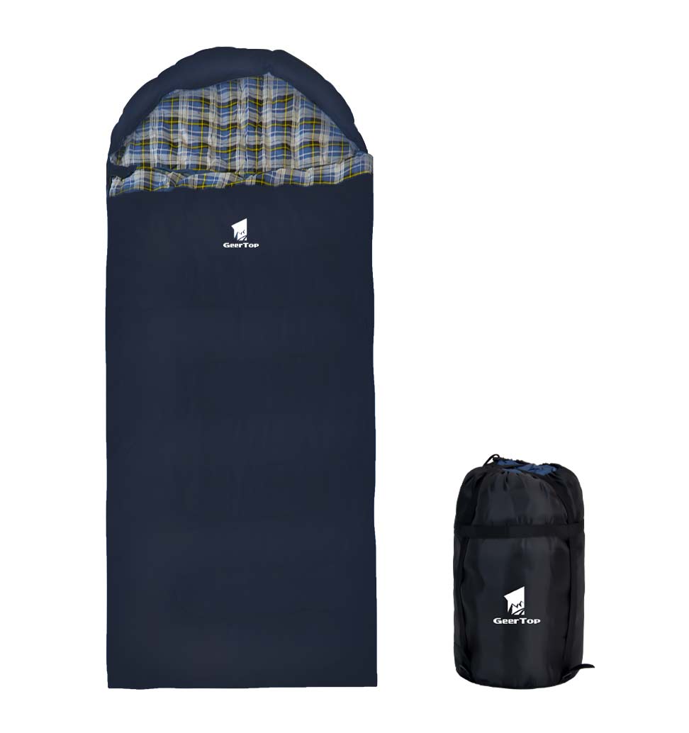 GeerTop Outdoor Store Black Flannel Cotton Lightweight 3 -4 Season Sleeping Bag