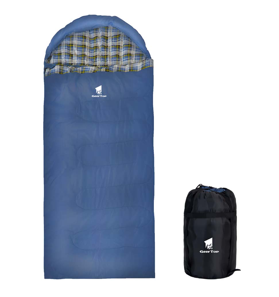 GeerTop Outdoor Store Dark blue Flannel Cotton Lightweight 3 -4 Season Sleeping Bag
