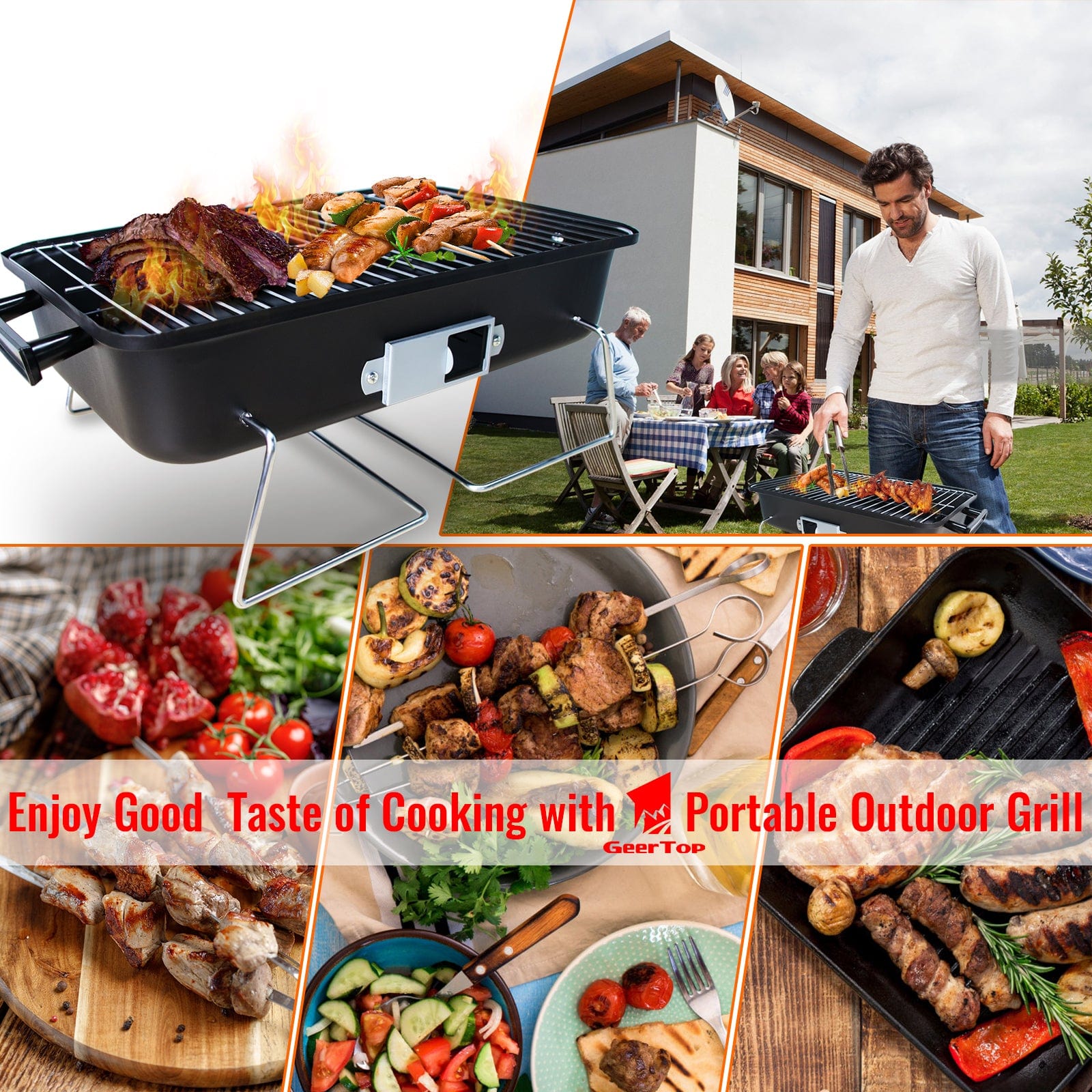 GeerTop Outdoor Store grill GeerTop Portable Charcoal Grill With Lid