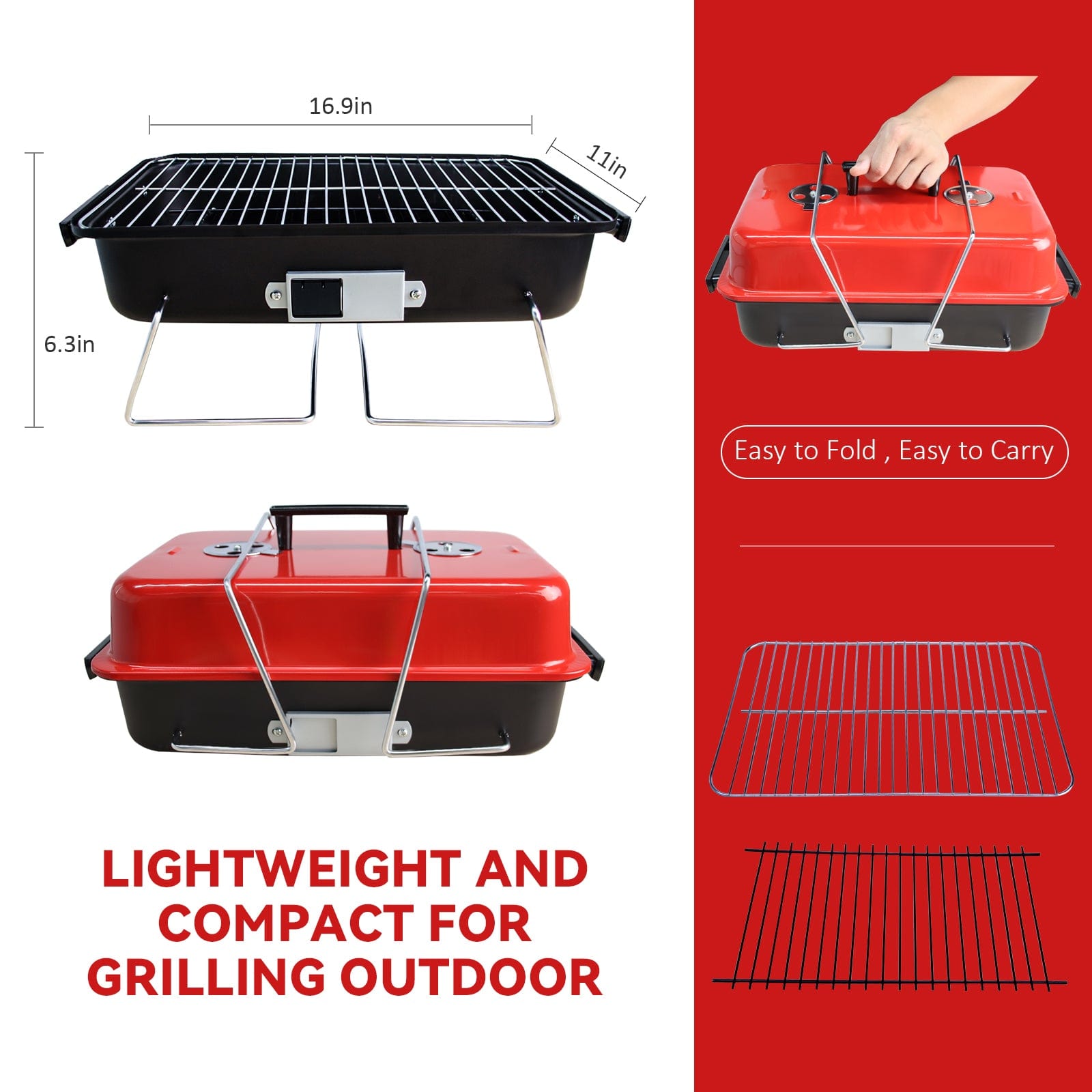GeerTop Outdoor Store grill GeerTop Portable Charcoal Grill With Lid