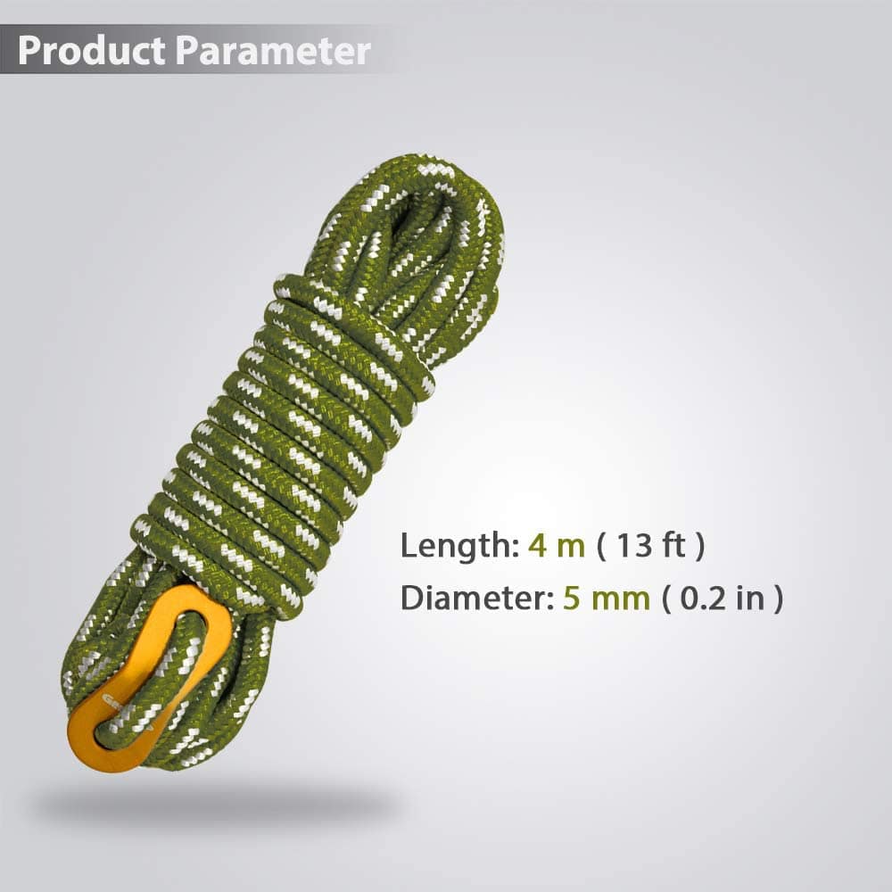 GeerTop Outdoor Store guyline Green GeerTop 5mm Ultralight Reflective Guyline Cord Rope Set of 6 Pack