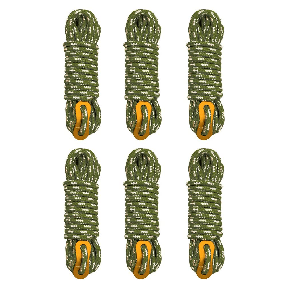 GeerTop Outdoor Store guyline Green GeerTop 5mm Ultralight Reflective Guyline Cord Rope Set of 6 Pack