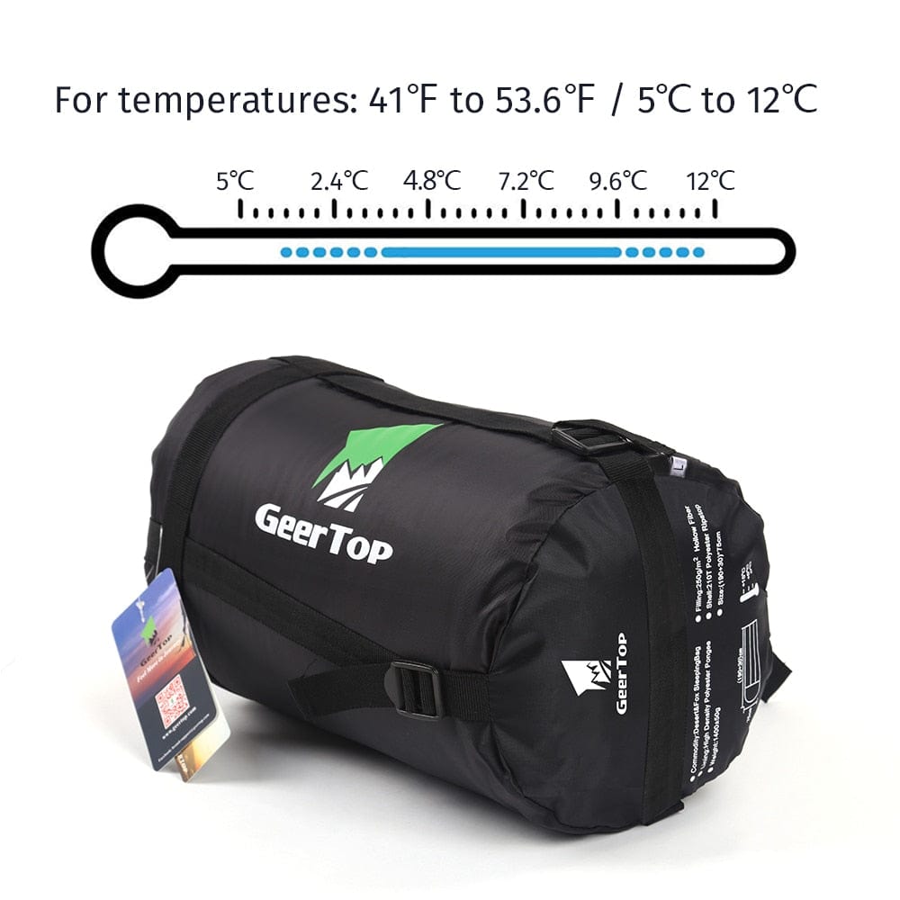 GeerTop Outdoor Store sleeping Bag GeerTop Lightweight Waterproof Envelope Sleeping Bag Splicable 5°C to 12°C